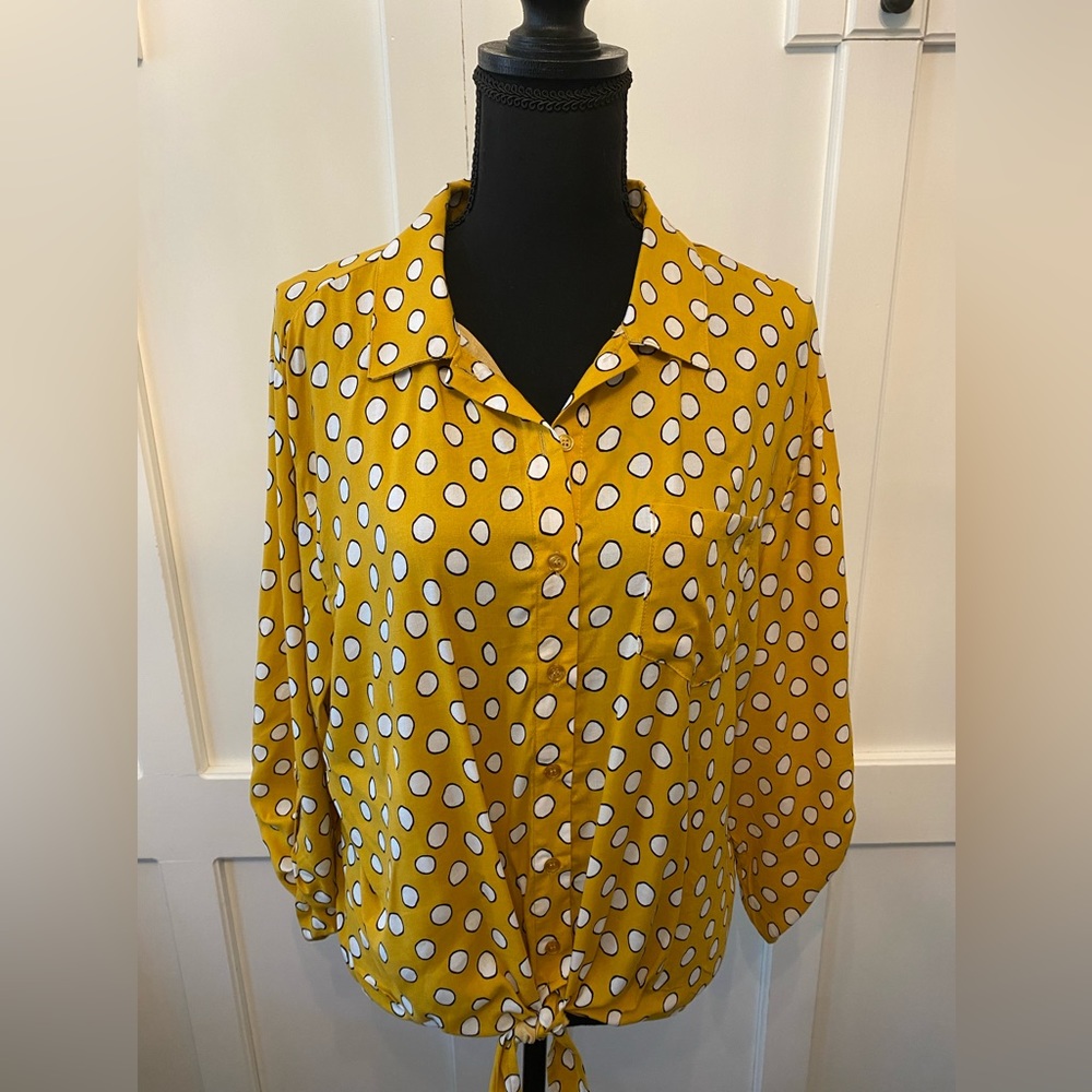 Grand and greene mustard, polkadot blouse